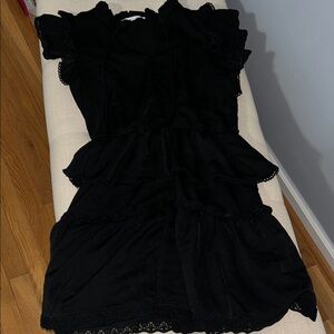 Joy Joy Black Ruffled Dress Medium EUC
